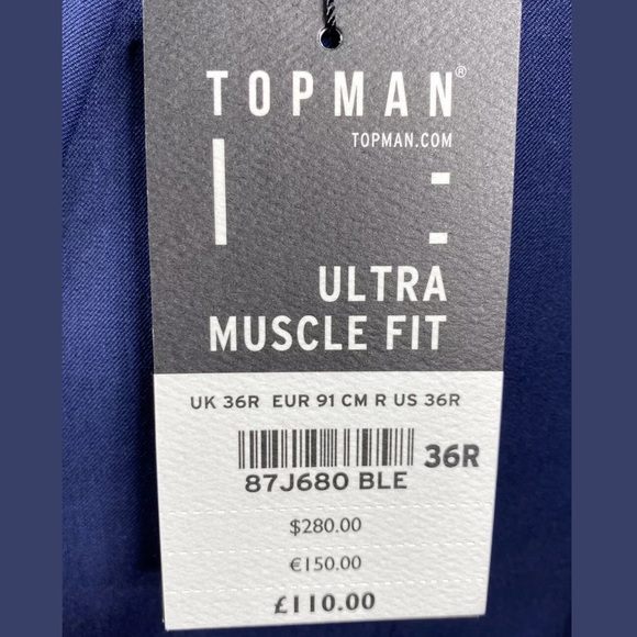 Topman Ultra Muscle Fit 36R Sport Coat Blazer NWT - Picture 3 of 12